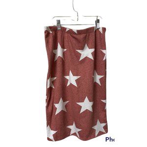 Womens Pencil Skirt Stretch material Acting Pro Size‎ xl Red white Stars